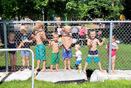 Children watching Canada Day bowling event